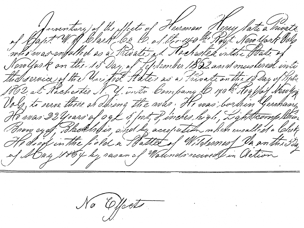A handwritten "Letter of Inventory" from Capt. W.J. Clark