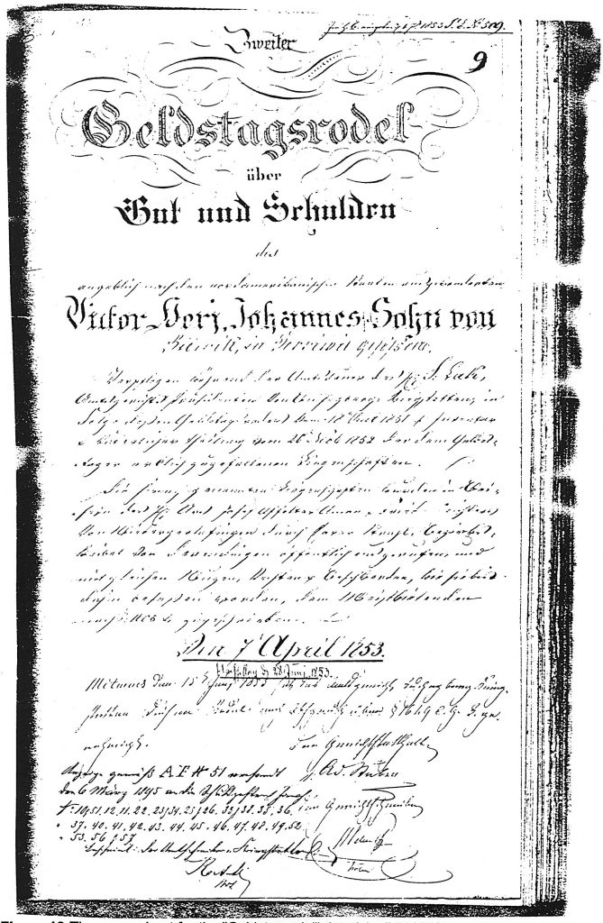 The cover sheet for the "Geldstagrodel" dated April 7, 1853