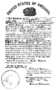 A photo of Victor's Naturalization document