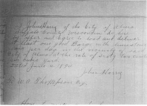 Copy of the contract John Harry had with W.A. Thompson, Esq.
