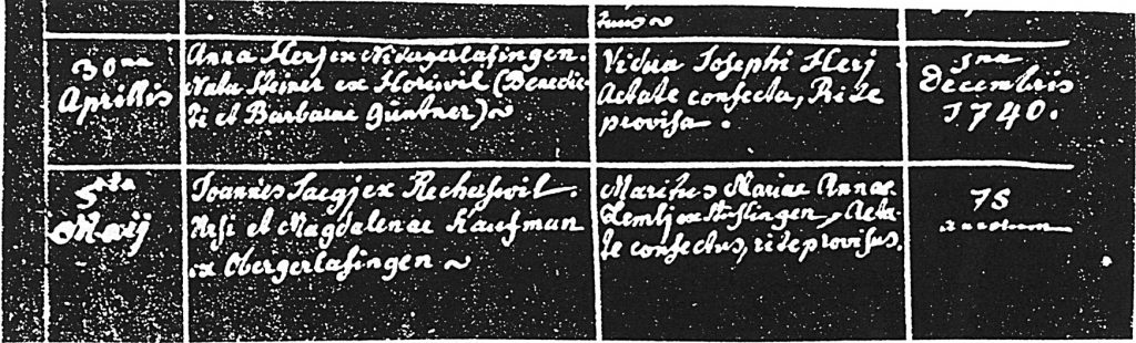 Entry for Anna Heri's death in the "Defunctrum"